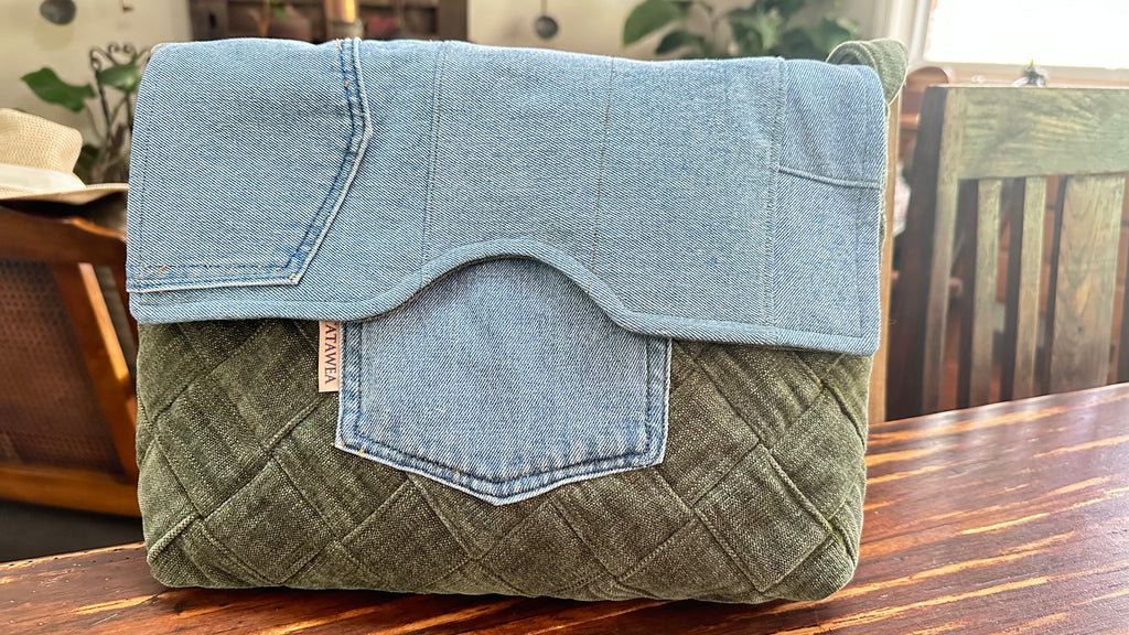 TATAWEA Handmade Crossbody Bag Green/Denim