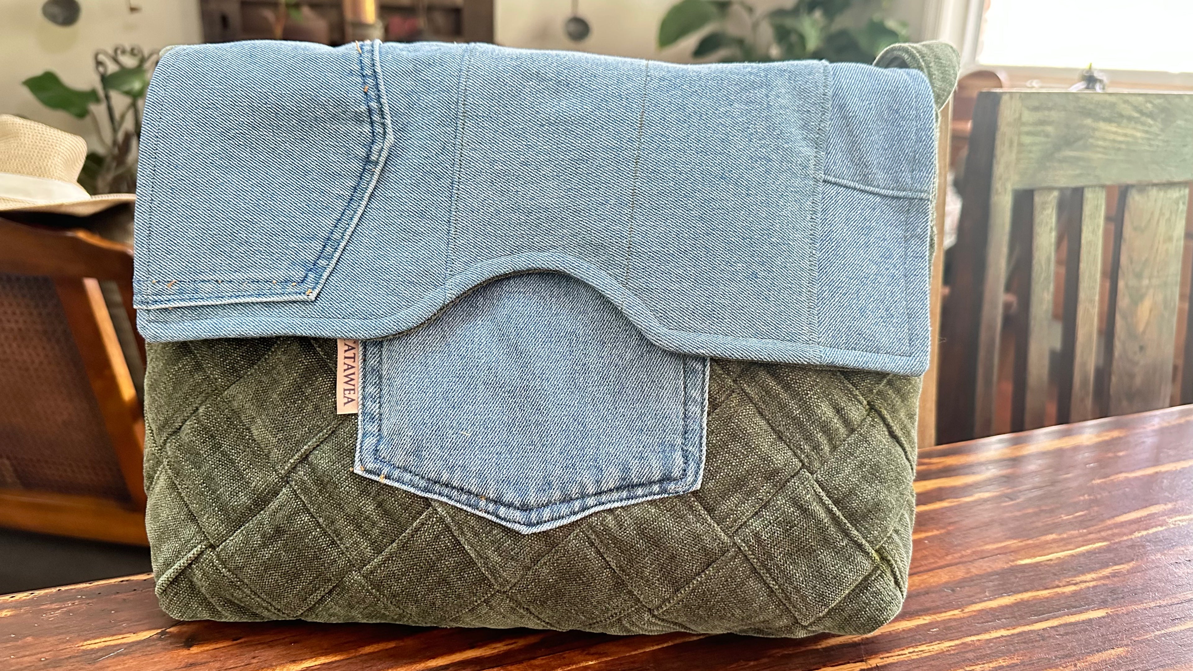 TATAWEA Handmade Crossbody Bag Green/Denim