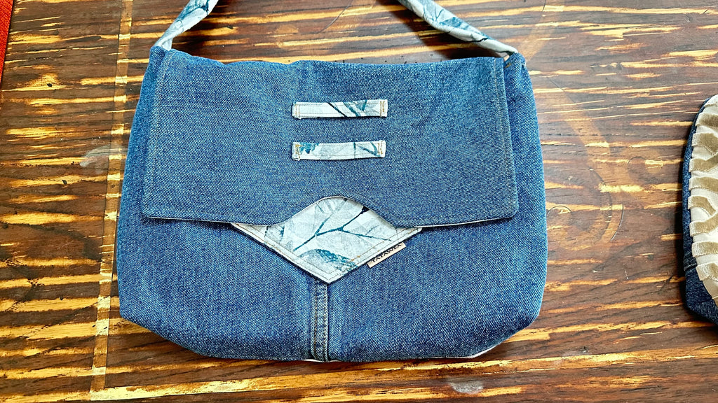 TATAWEA Handmade Crossbody Bag Denim/Blue Flower